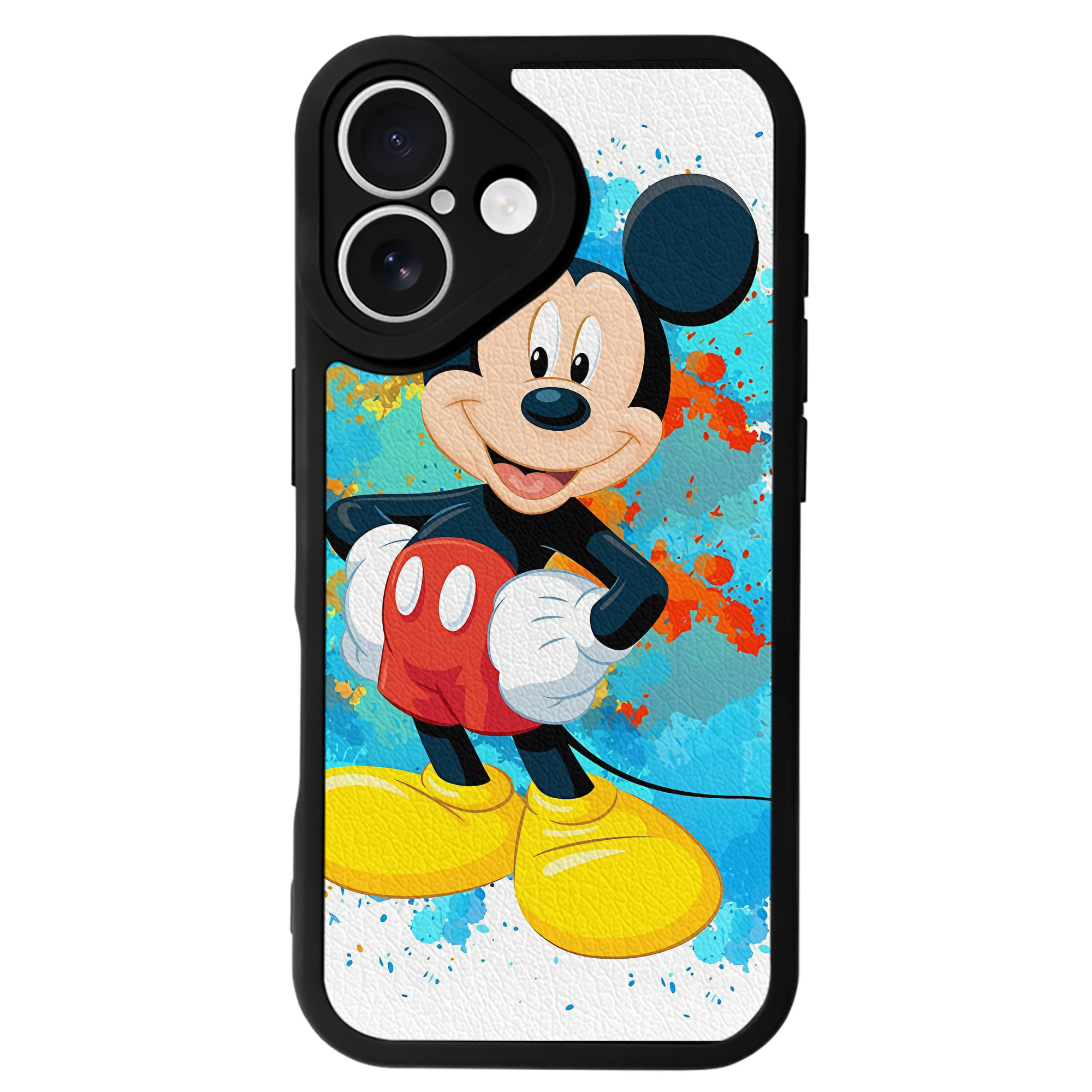 （画像用） ミッキーマウス Mickey Mouse 【iPhone 16シリーズ対応】シリコンスマホケース（レザー調） 材質：シリコン